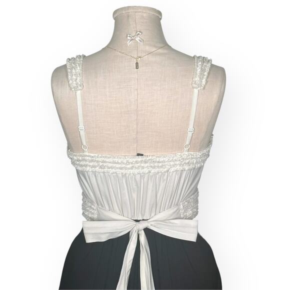 BCBGMAXAZRIA Maid Babydoll Y2K Mini Dress Ruffle Shirred Bubble Hem Coquette - Picture 8 of 12